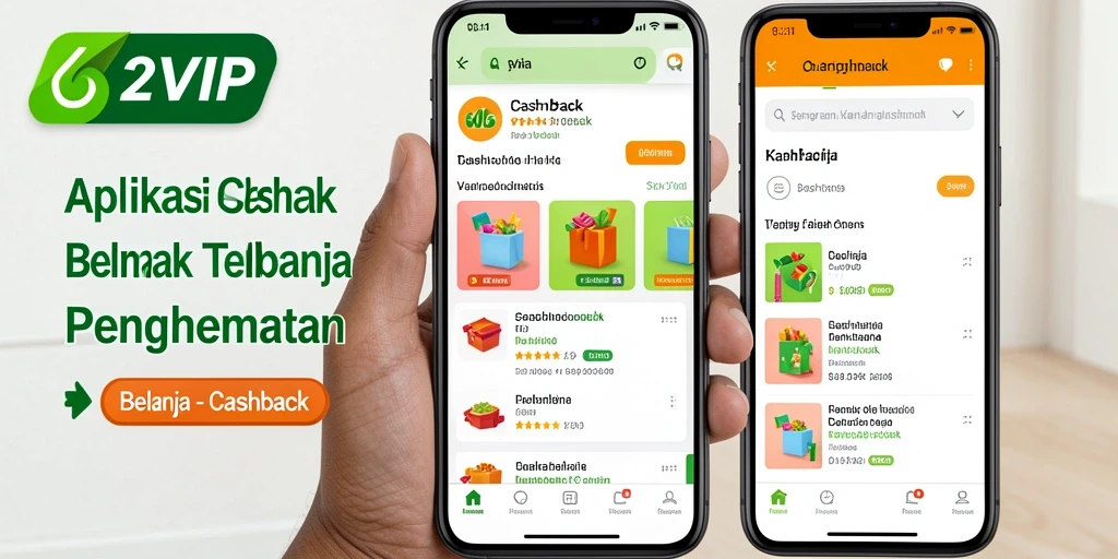 Tampilan antarmuka aplikasi 62VIP untuk cashback belanja.