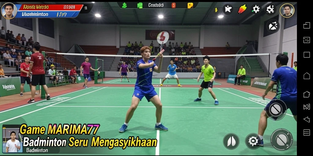 Tampilan antarmuka game Badminton yang menarik dan mudah dinavigasi.