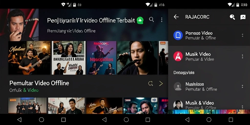 Tampilan antarmuka RAJACORC yang sederhana dan intuitif untuk Pemutar Video Offline.